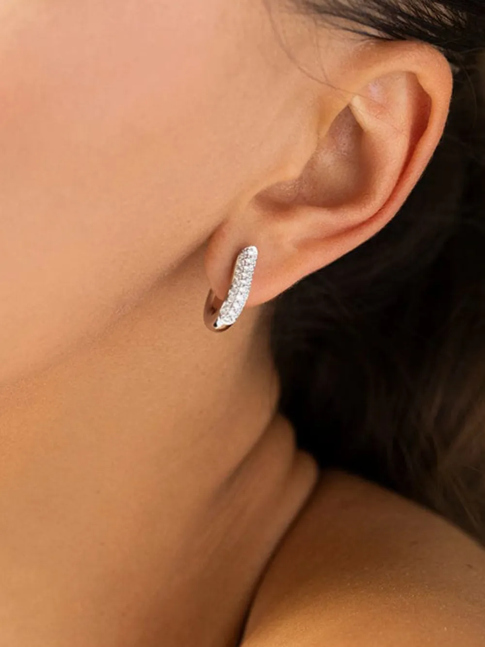  Tamara Comolli Medium 18k White Gold Diamond Drop Hoops - Silver 