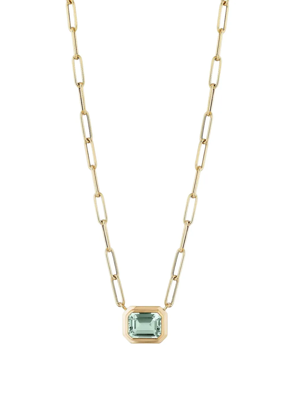 Goshwara Collana Manhattan con pendente in oro giallo 18 carati con prasiolite