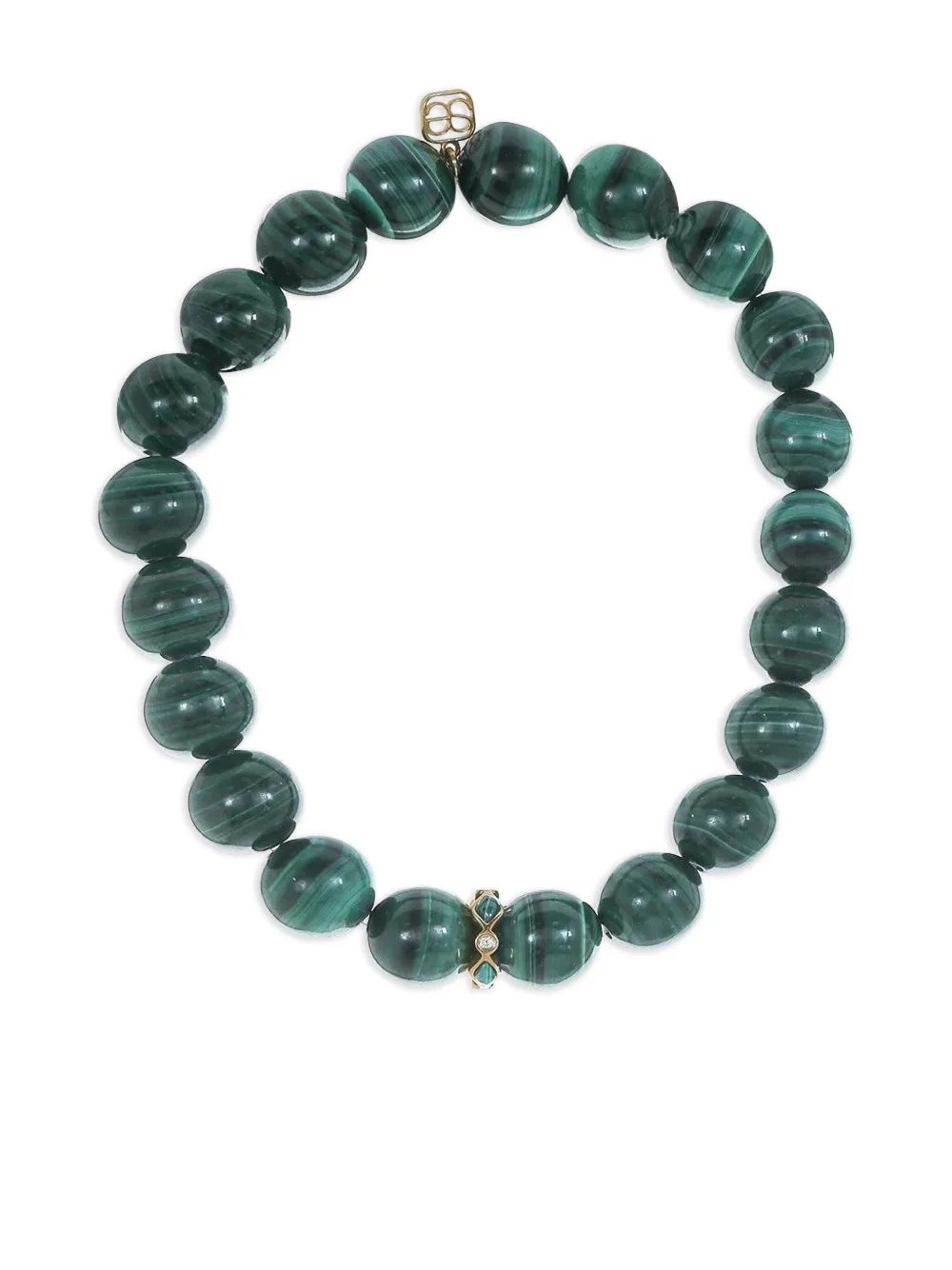 Sydney Evan 14k Yellow Gold Diamond And Malachite Bead Bracelet