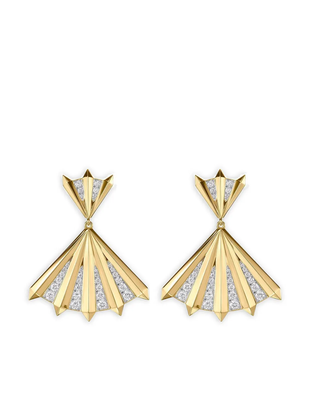 Phillips House 14k Yellow Gold Aura Fan Diamond Earrings