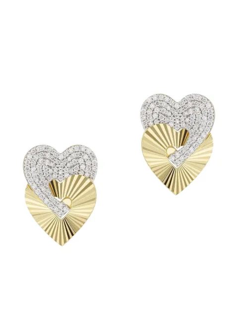 PHILLIPS HOUSE aretes Aura Interlocking Heart grandes en oro amarillo de 14kt con diamantes