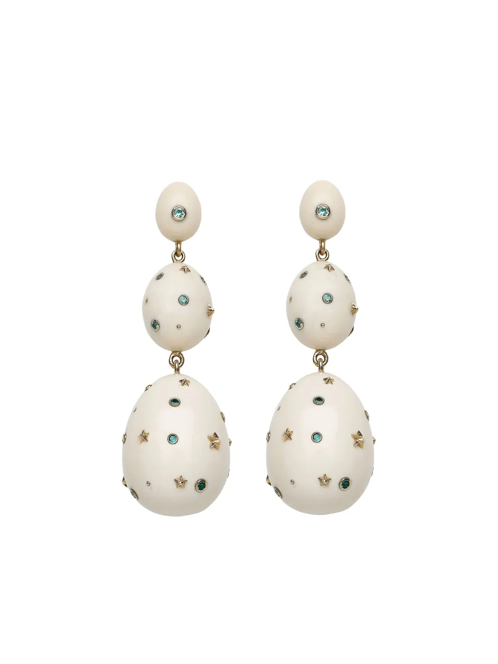 Bibi Van Der Velden 18k Yellow Gold Blue Mammoth Sapphire Egg Earrings In Pattern