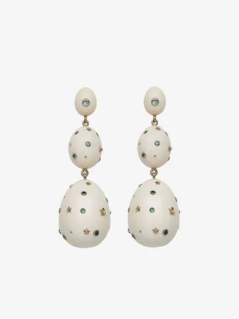 Bibi van der Velden 18K yellow gold blue Mammoth sapphire egg earrings