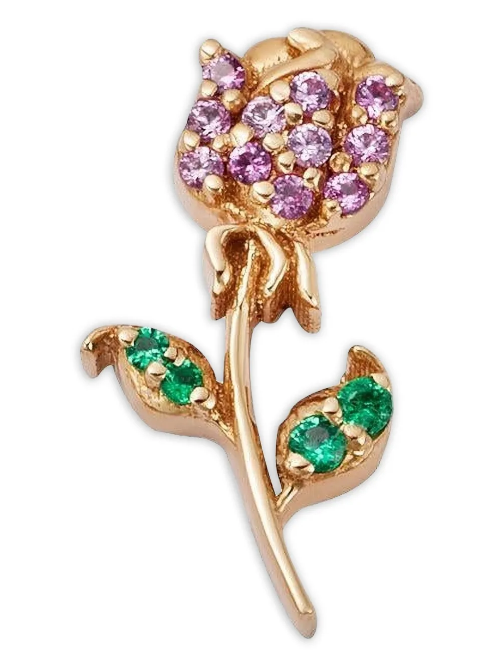 Loquet Sapphire Floral-motif Necklace Charm In Gold