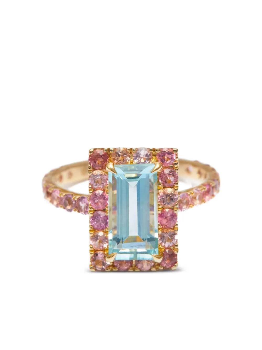 Yi Collection 18k Yellow Gold Candy Aquamarine And Tourmaline Ring In Multi