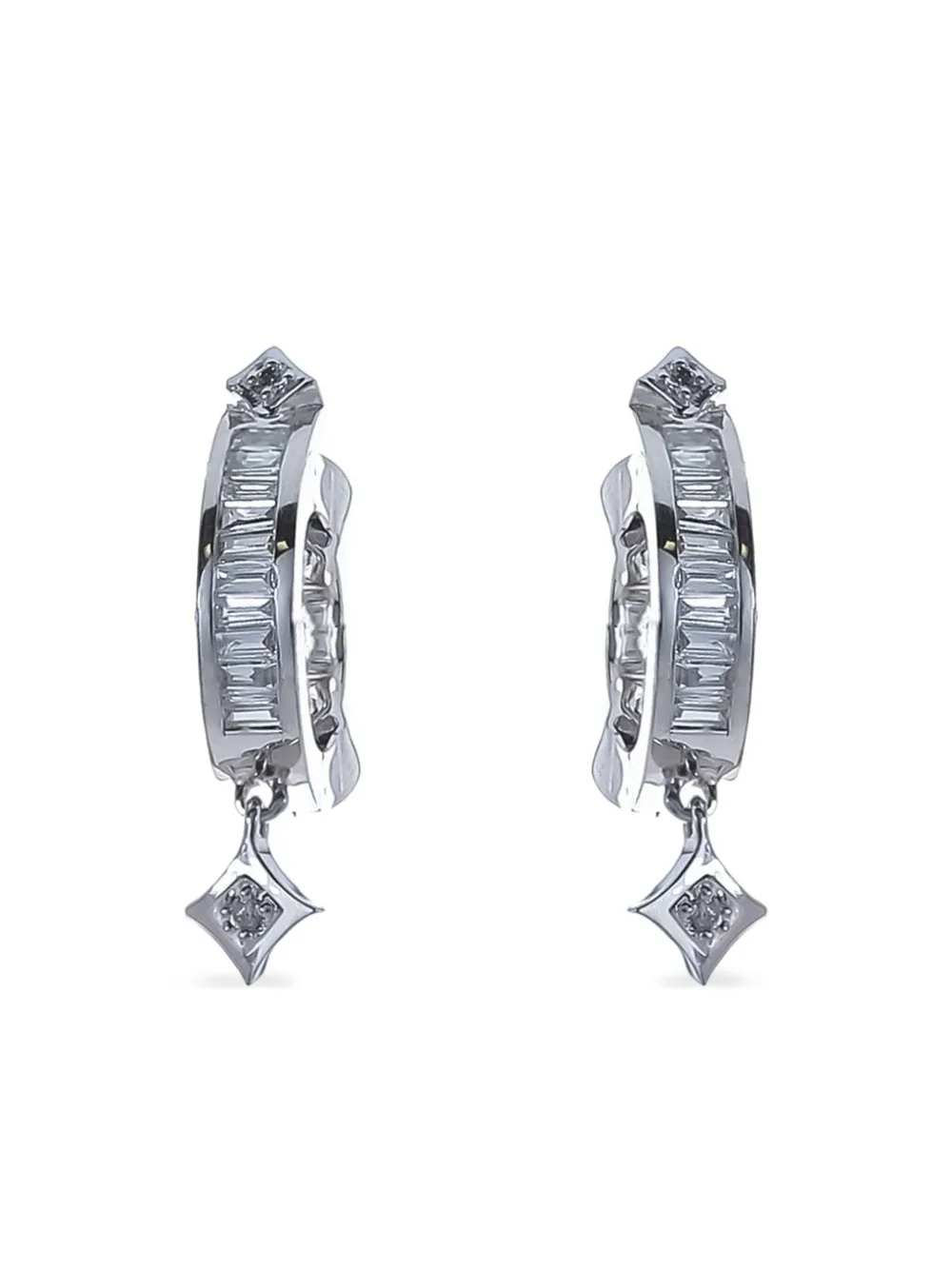 Loree Rodkin 14kt White Gold Baguette Diamond Hoops In Metallic