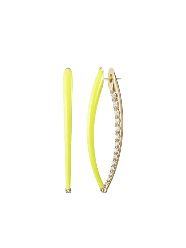 Melissa Kaye Yellow Gold Enamel Diamond Earrings