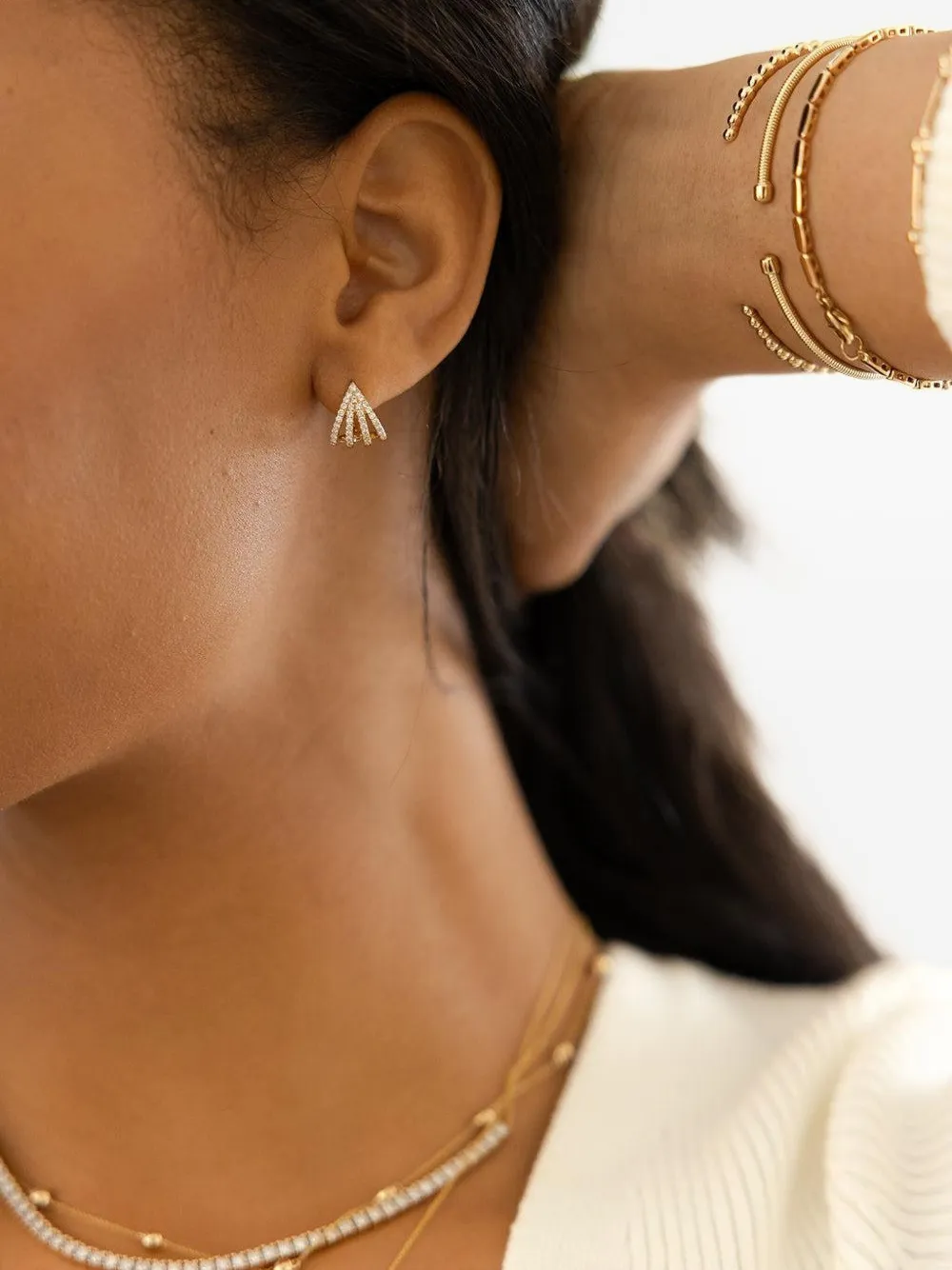 Dana Rebecca Designs Geelgouden diamant Burst Huggie oorbellen