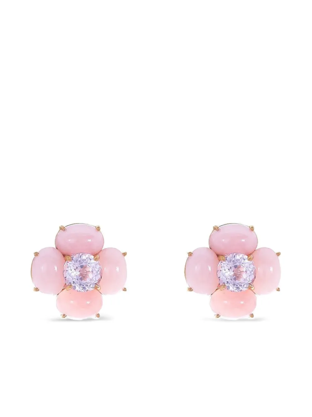 Irene Neuwirth 18k Rose Gold Floral-motif Opal And Kunzite Earrings In Pink