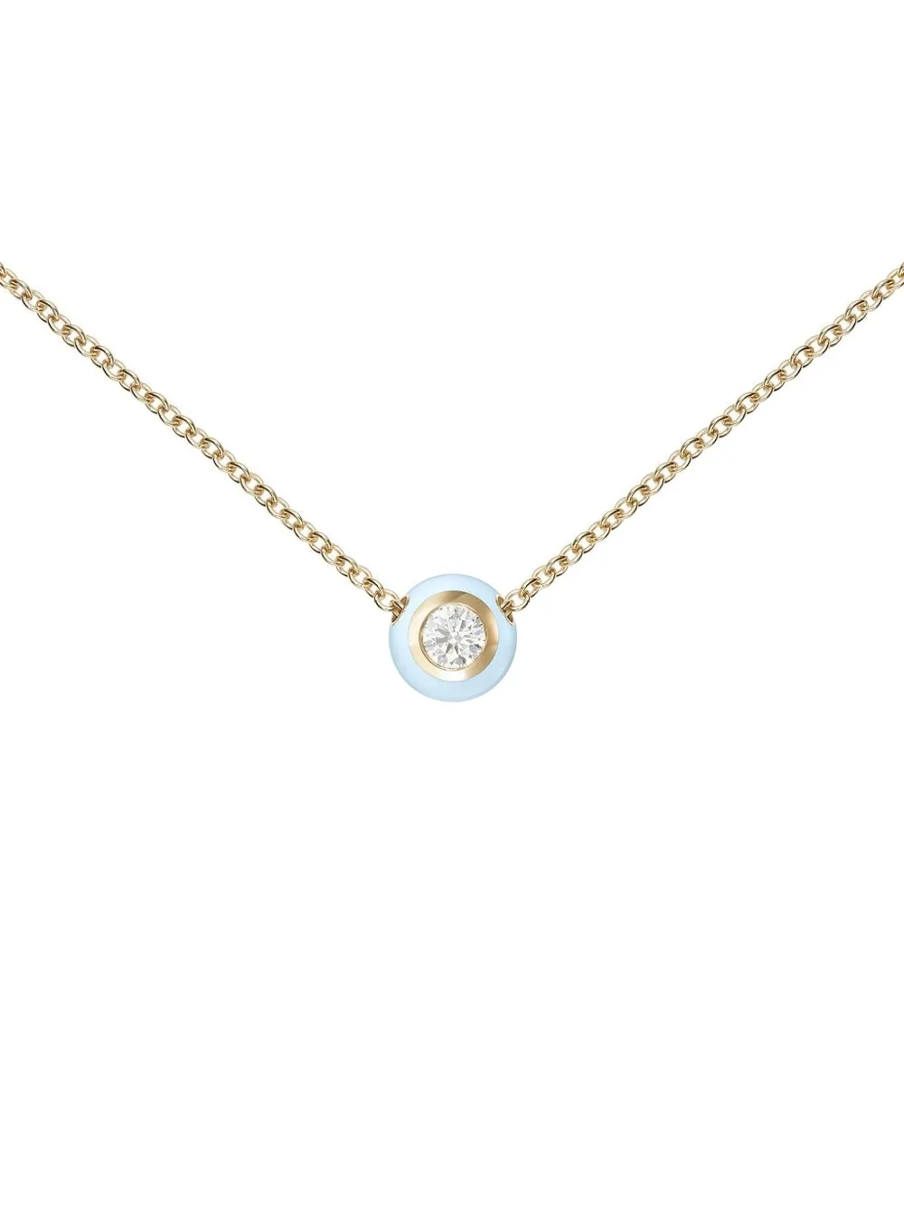 Melissa Kaye Pastel Blue Audrey Diamond ネックレス S 18Kイエローゴールド - ゴールドトーン