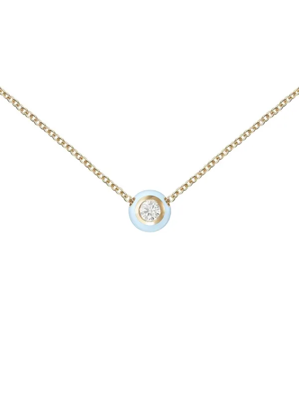 Melissa Kaye 18K Yellow Gold Small Pastel Blue Audrey Diamond Pendant Necklace