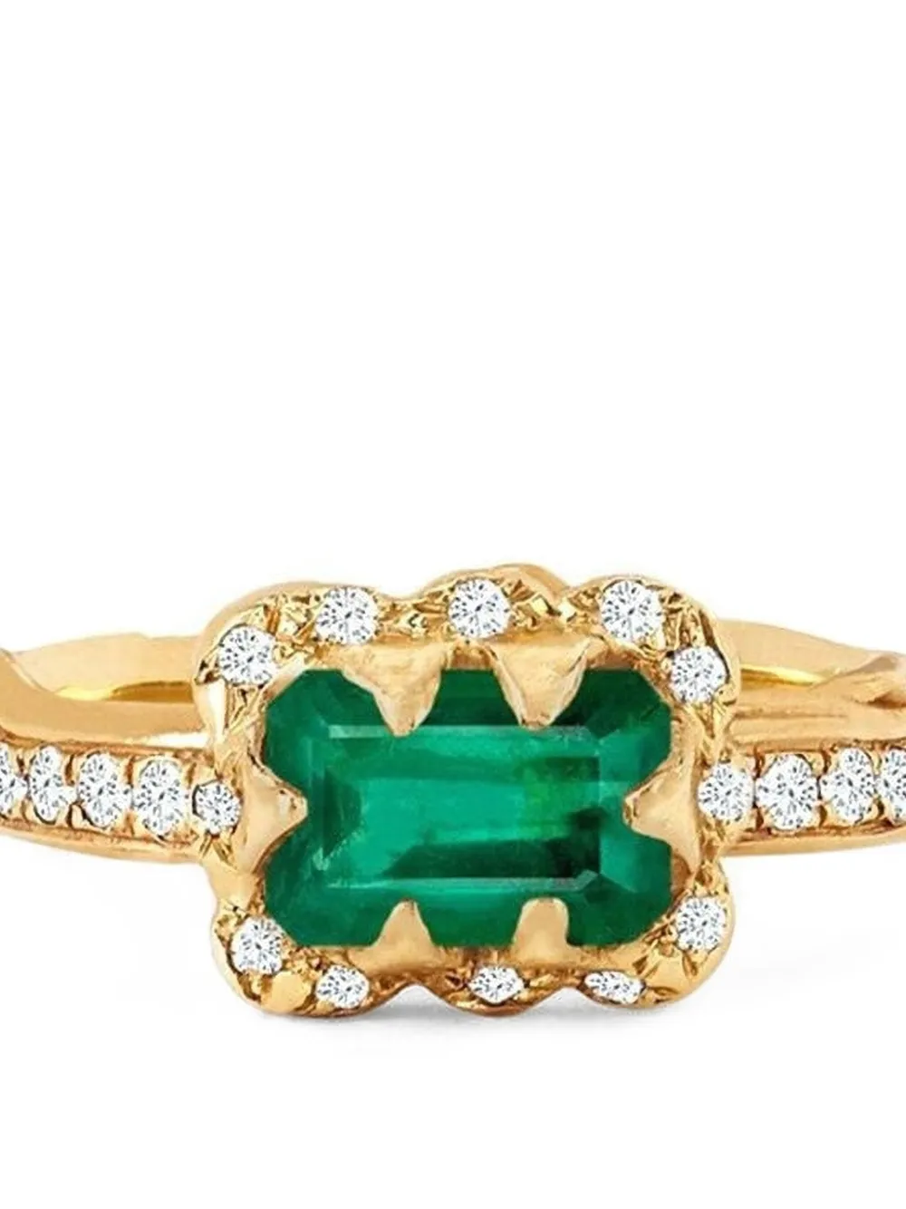 Logan Hollowell Mikro 14kt Queen Gelbgoldring mit Smaragd und Diamant | Echtschmuck | Image 2