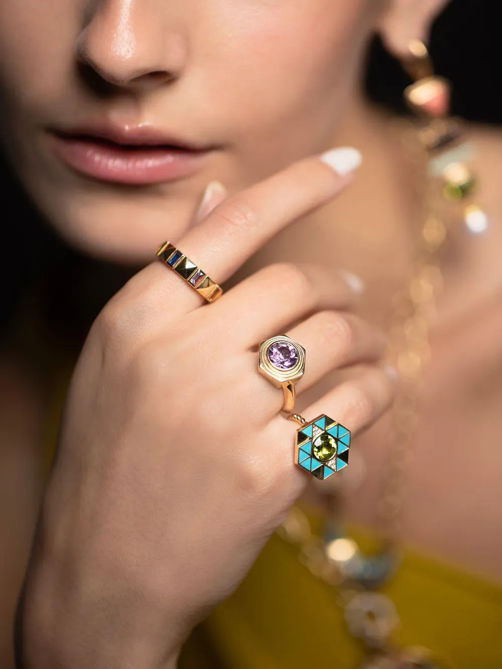  Harwell Godfrey 18k Yellow Gold Evil Eye Multi-stone Ring 
