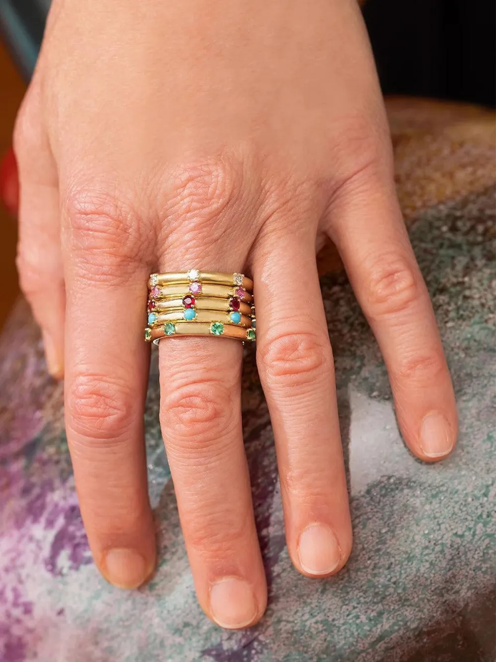 Jenna Blake 18k Yellow Gold Polka Dot Emerald Ring In Gold