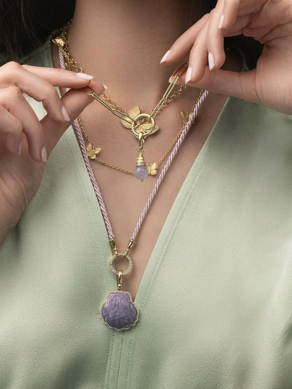 Jenna Blake 18k Yellow Gold Diamond And Amethyst Charm In Gold