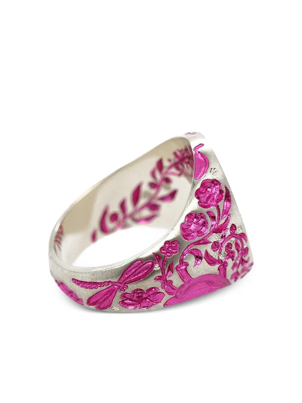 Castro Smith 9k White Gold Heart Signet Ring In Pink