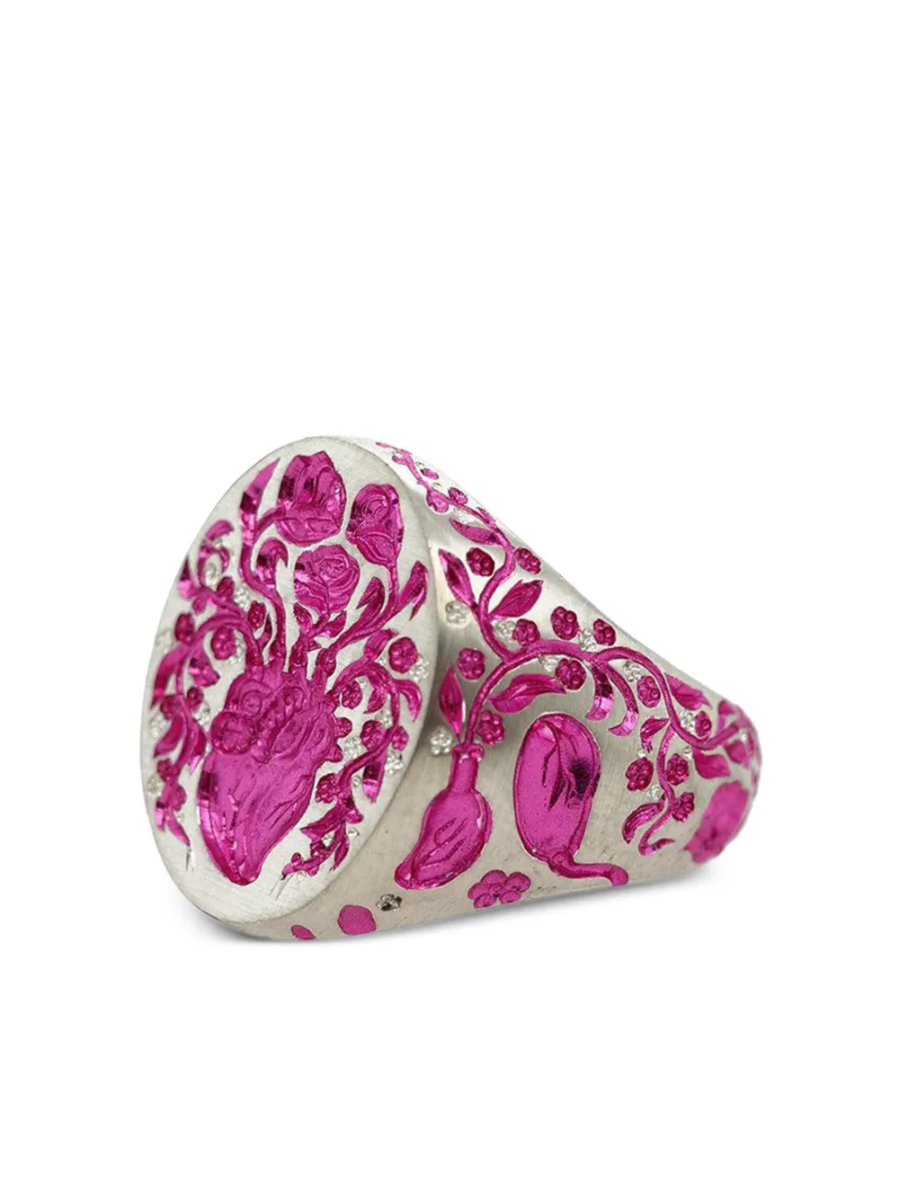 Castro Smith 9k White Gold Heart Signet Ring In Pink