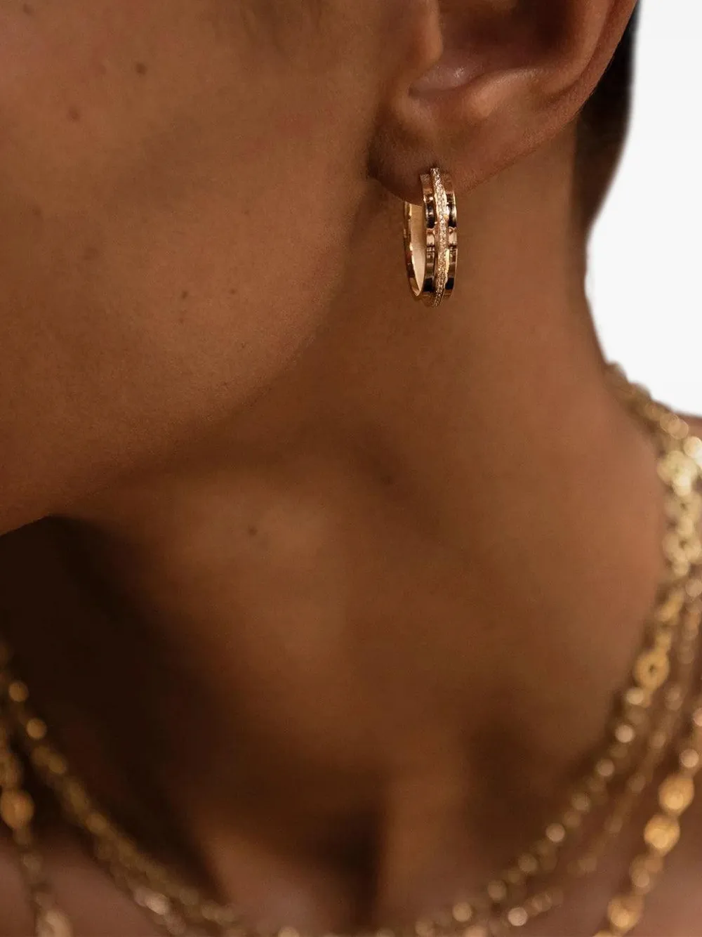  Azlee 18k Yellow Gold Diamond Staircase Hoop Earrings 