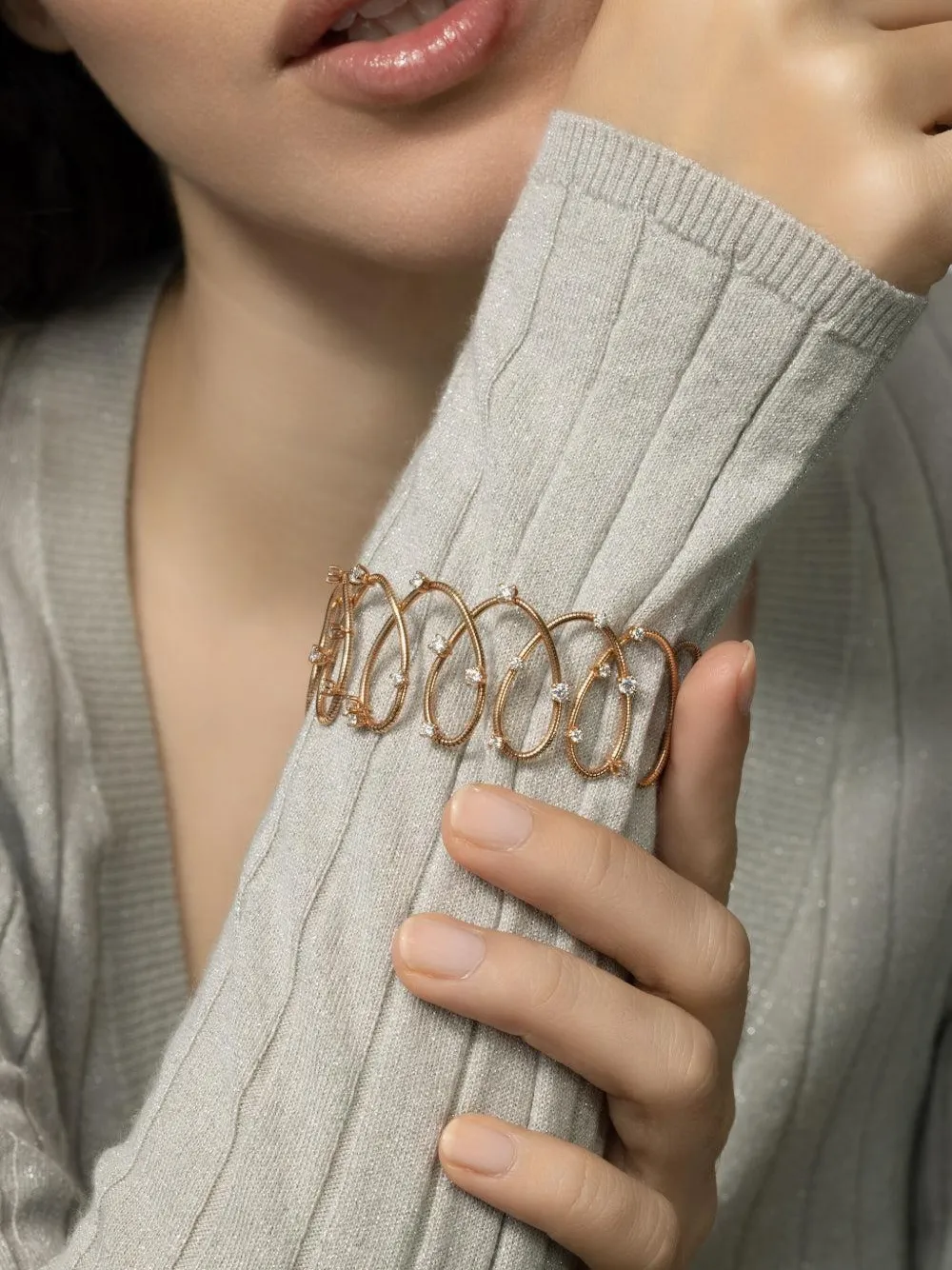 Mattia Cielo 18k Rose Gold Rugiada Diamond Bracelet In Gold