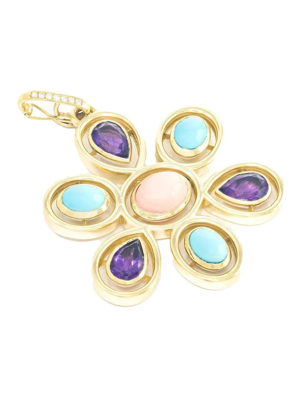 Jenna Blake 18k Yellow Gold Amethyst Flower Pendant In Multi