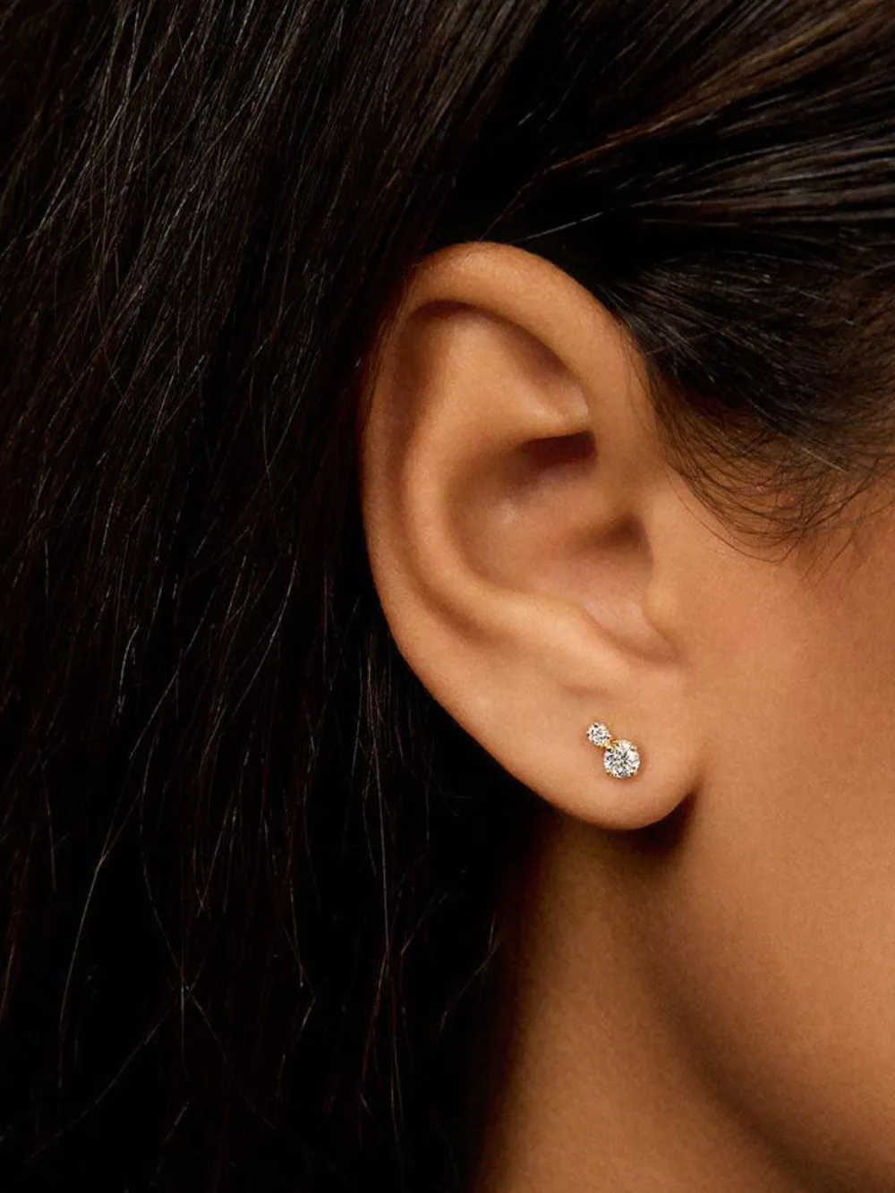  Melissa Kaye 18k Yellow Gold Diamond Double Stud Earrings 