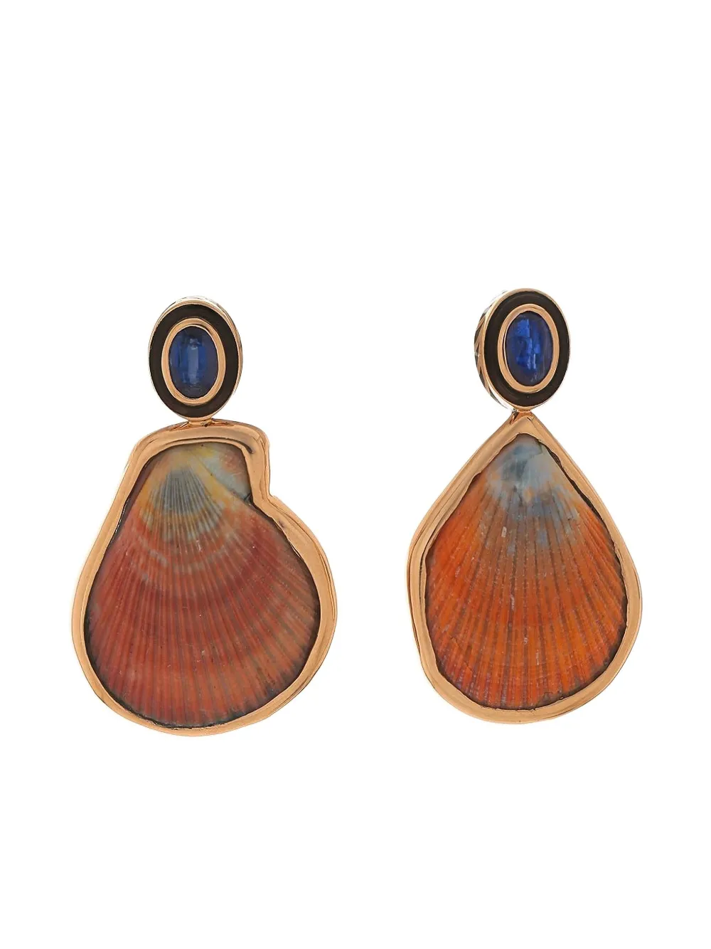 Dezso 18k Rose Gold Kyanite Clam Earrings In Brown