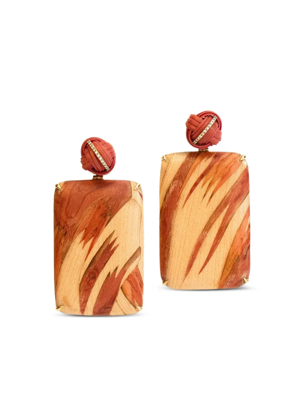 SILVIA FURMANOVICH Orecchini Marquetry Bamboo in oro giallo 18 carati con diamanti - Arancione