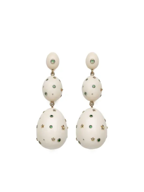 Bibi van der Velden 18K yellow gold Mammoth green sapphire egg earrings