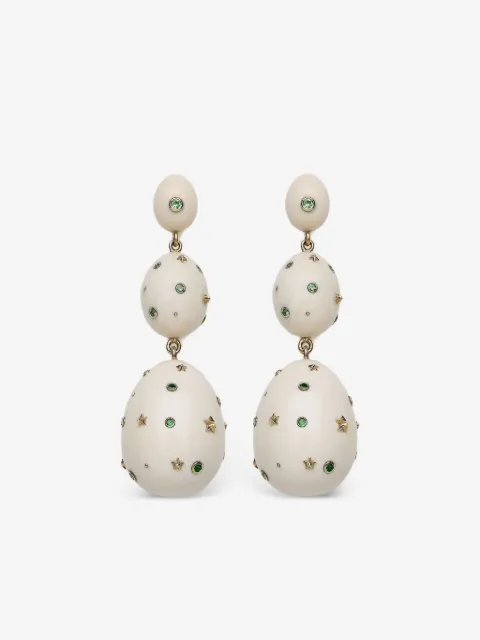 Bibi van der Velden 18K yellow gold Mammoth green sapphire egg earrings