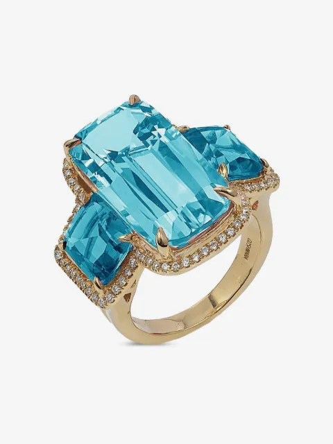 Goshwara 18kt Gossip Gelbgoldringe mit blauem Topas und Diamanten