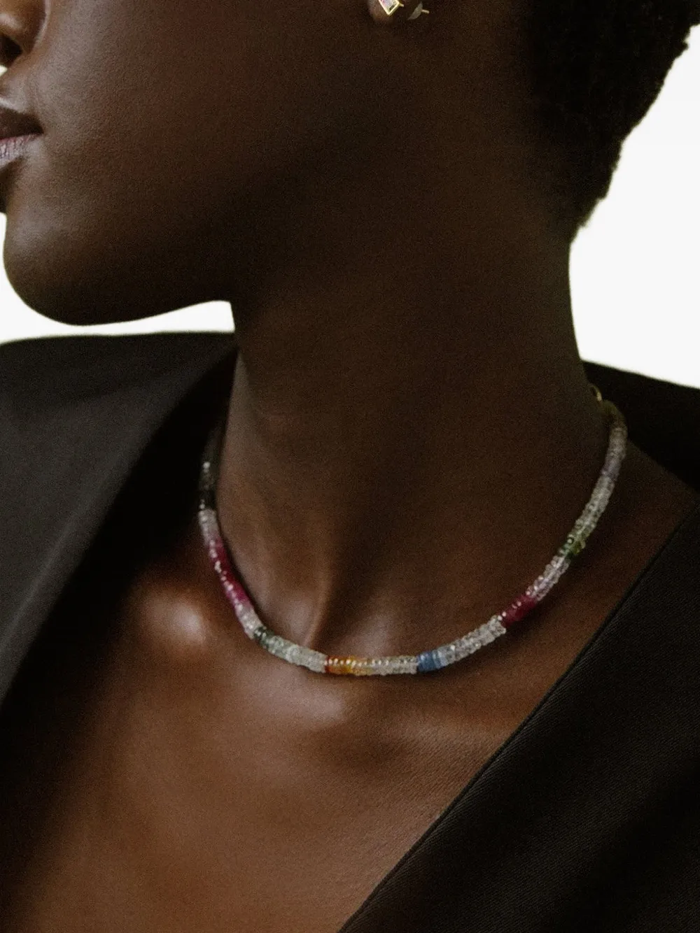 Lizzie Fortunato 14kt Yellow Gold Beaded Sapphire Necklace In Multi