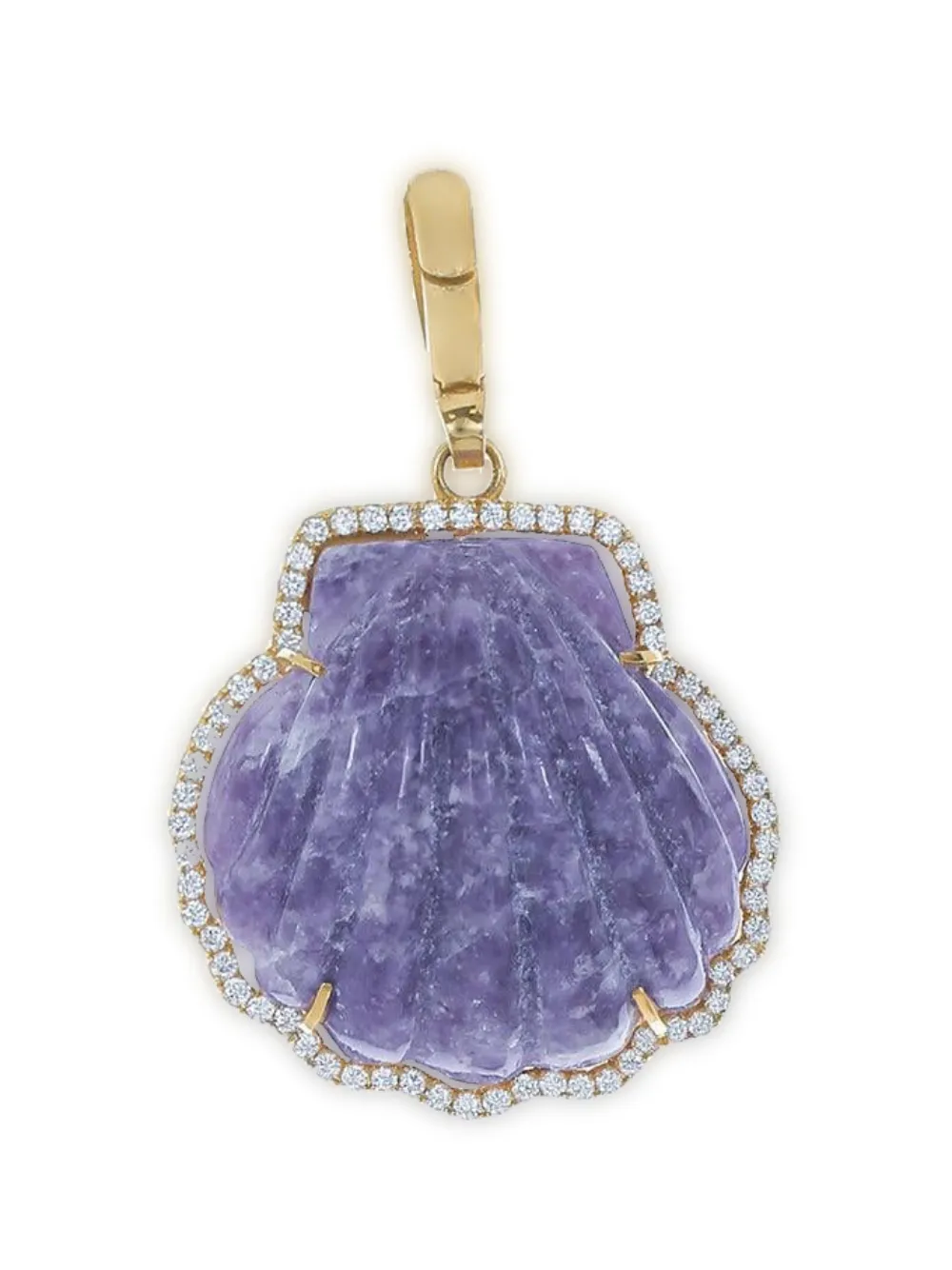 Jenna Blake 18k Yellow Gold Diamond Shell Pendant In Purple