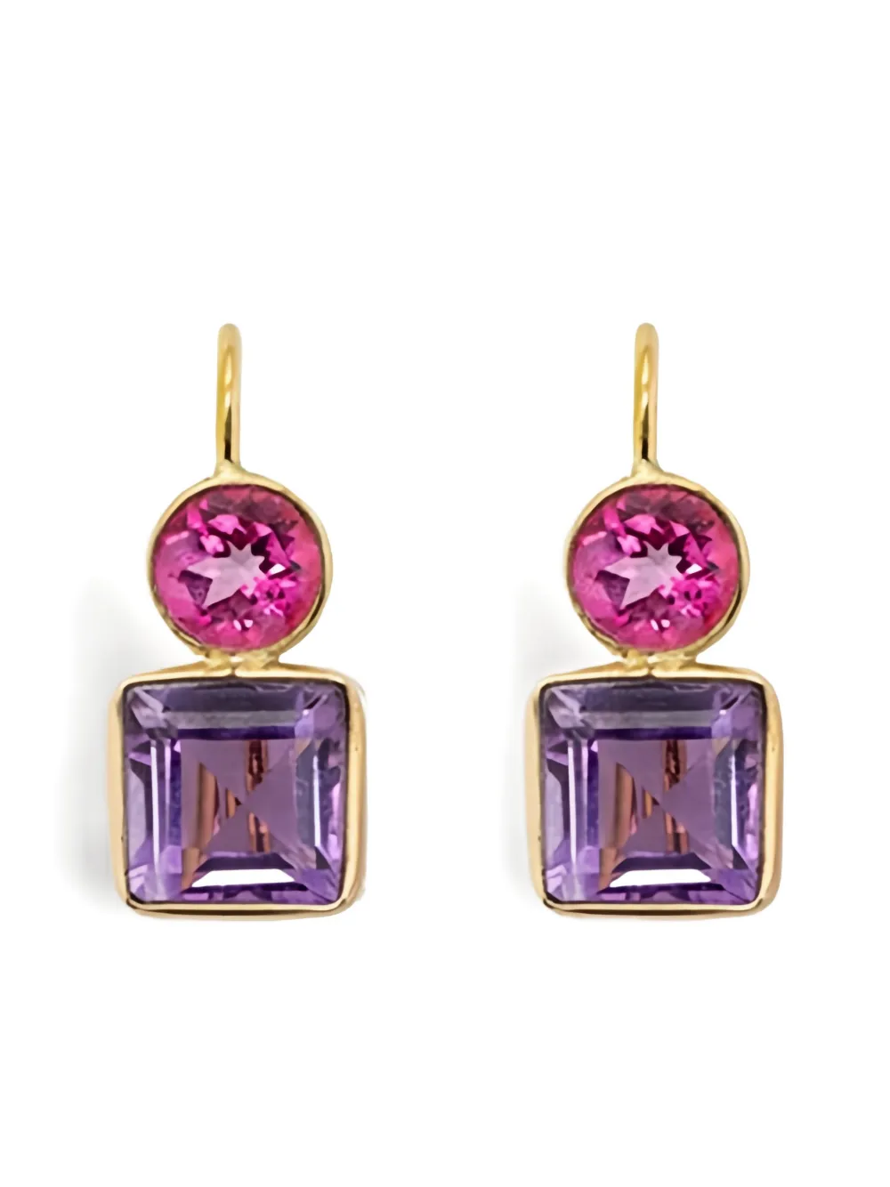 Lizzie Fortunato Orecchini in oro giallo 14 carati con ametista e topazio rosa