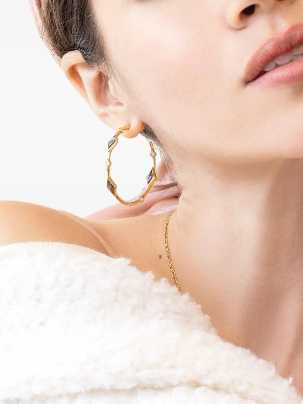 Nimo With Love Gold Diamond Hoop Earrings In Gold