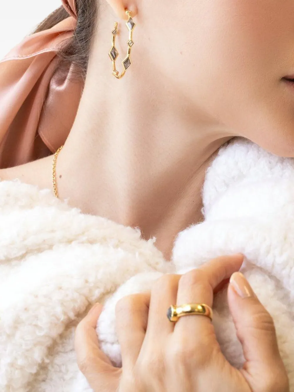 Nimo With Love Gold Diamond Hoop Earrings In Gold