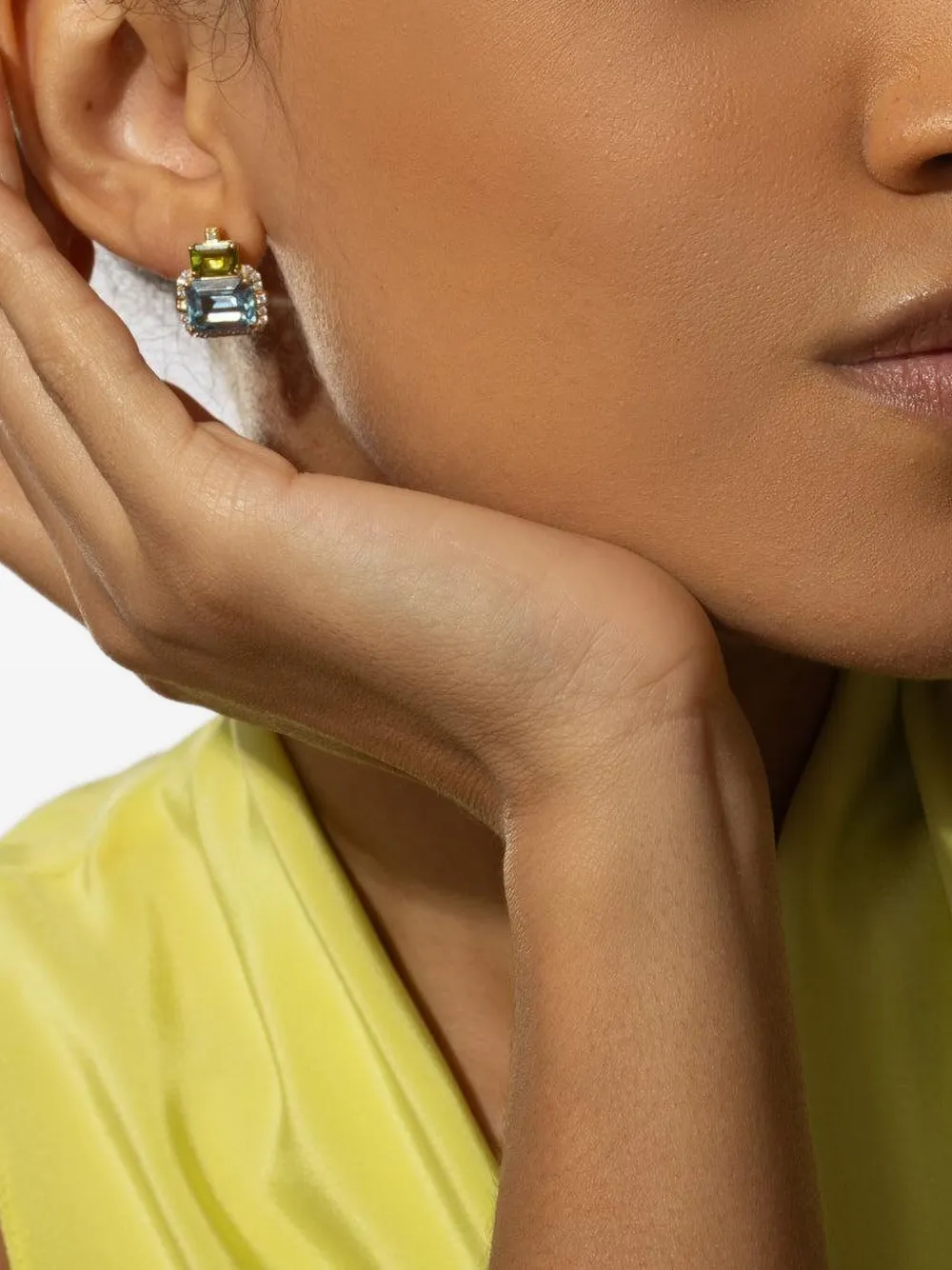 Goshwara 18k Yellow Gold Gossip Topaz And Diamond Earrings In Burgundy