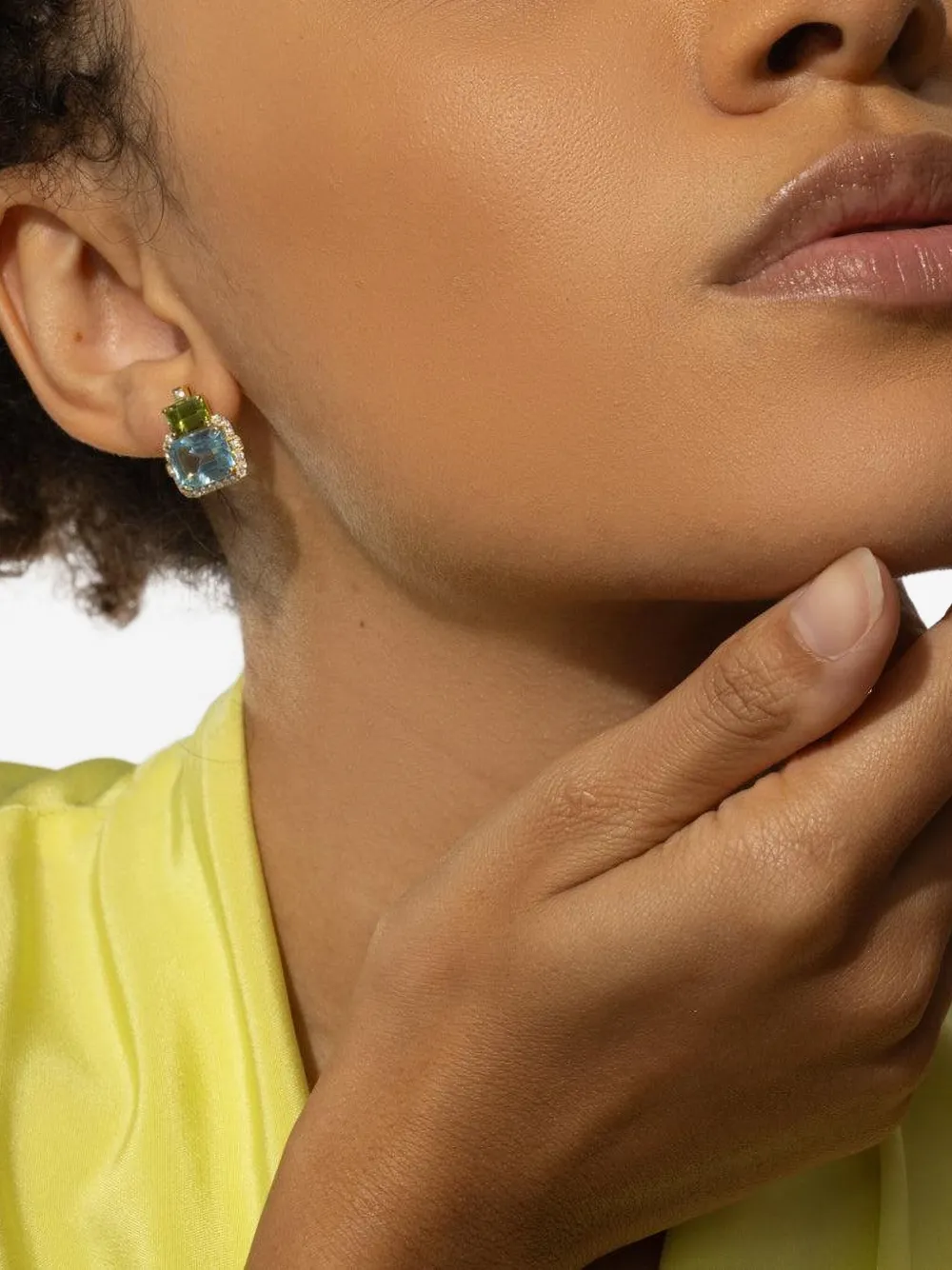 Goshwara 18k Yellow Gold Gossip Topaz And Diamond Earrings In Burgundy