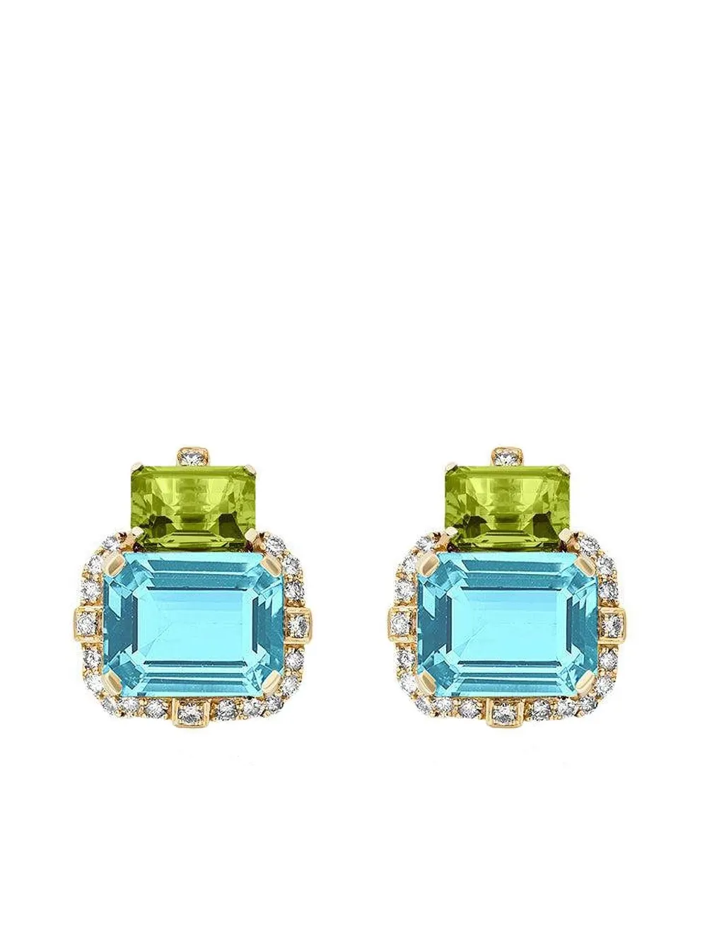 Goshwara 18k Yellow Gold Gossip Topaz And Diamond Earrings In Burgundy