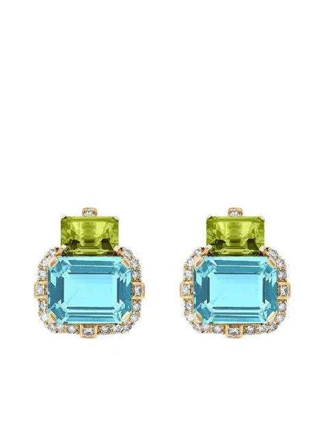 Goshwara 18K yellow gold Gossip topaz and diamond earrings