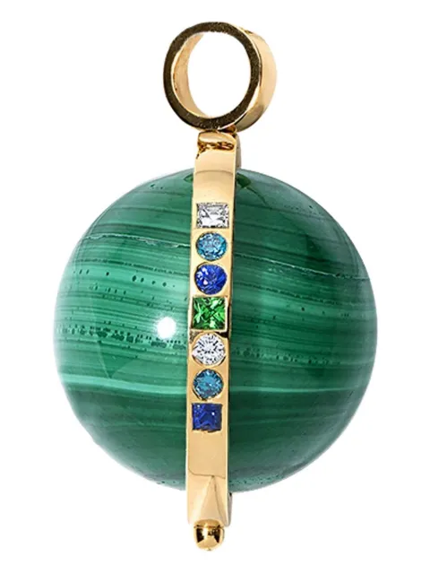 DEVON WOODHILL 18kt yellow gold Cosmic Spinner Malachite pendant necklace