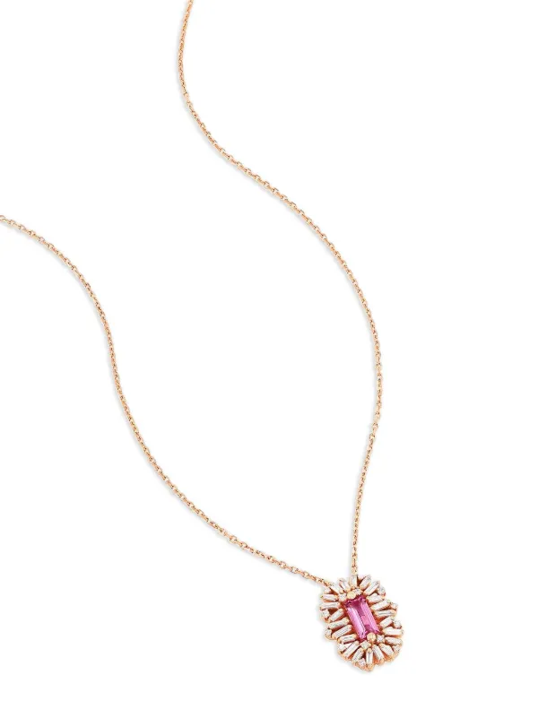 Suzanne Kalan 18k Rose Gold Spark Sapphire and Diamond Neckace in Pink