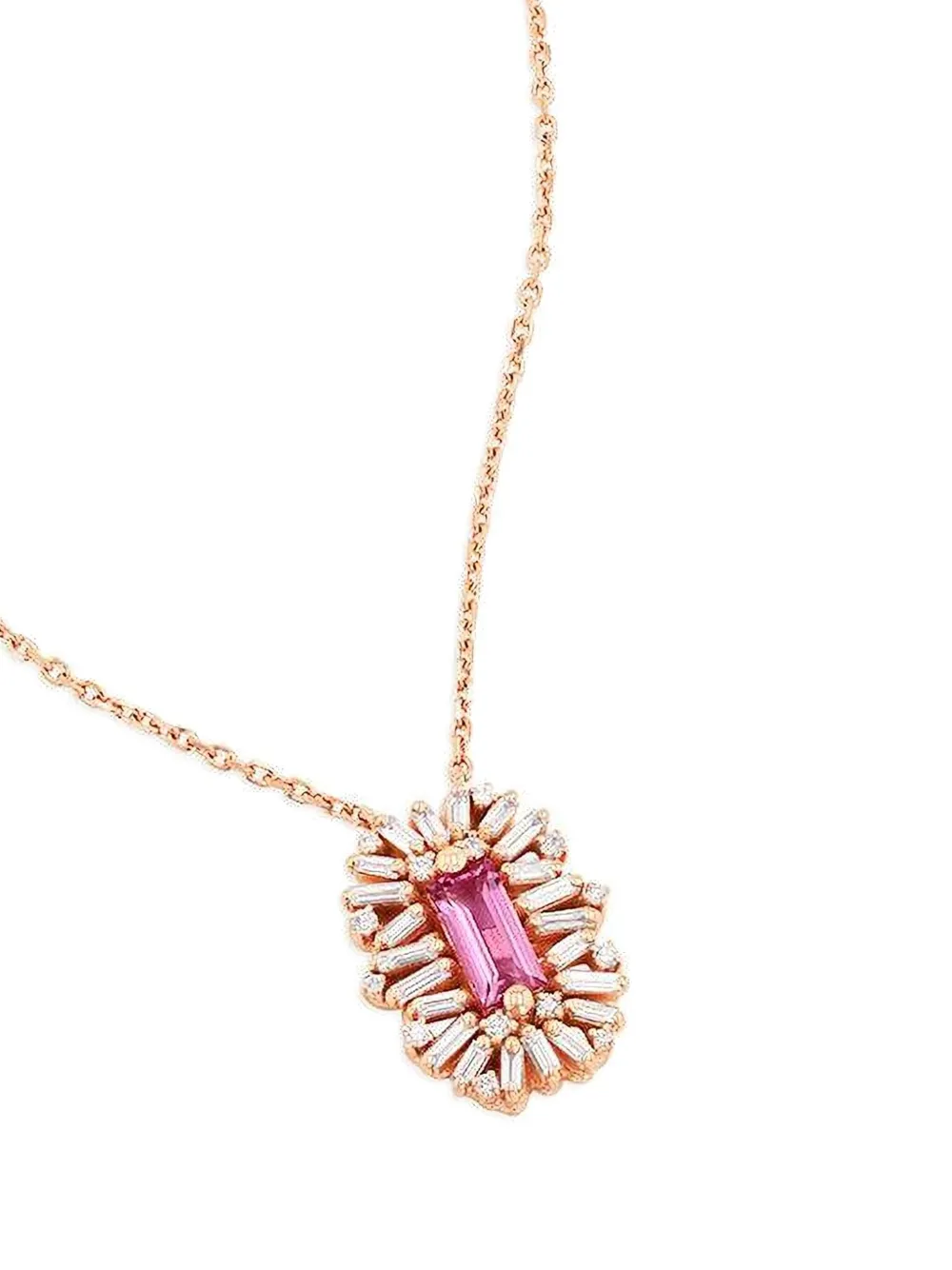 Suzanne Kalan 18k Rose Gold Spark Sapphire and Diamond Neckace in Pink, view 2
