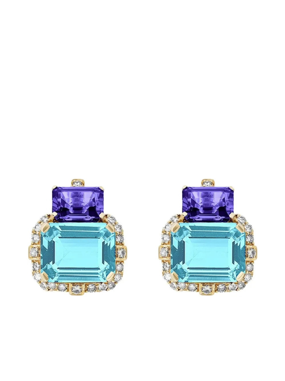 Goshwara aretes Gossip Two Tier en oro amarillo de 18kt con gemas | dorado | Image 1