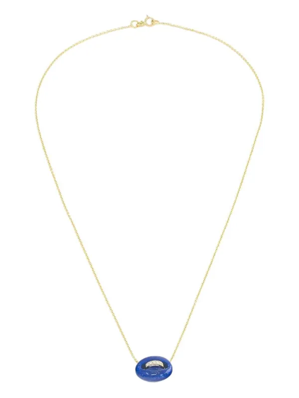 Jenna Blake 18k Yellow Gold Mariner Lapis and Diamond Necklace