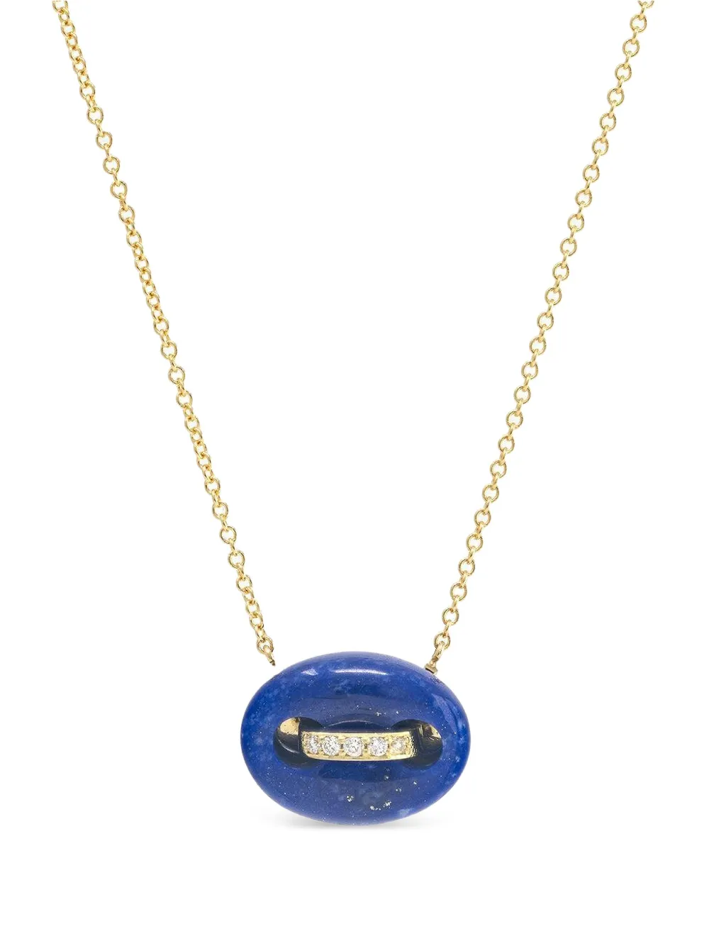 Jenna Blake 18k Yellow Gold Mariner Lapis and Diamond Necklace, view 3