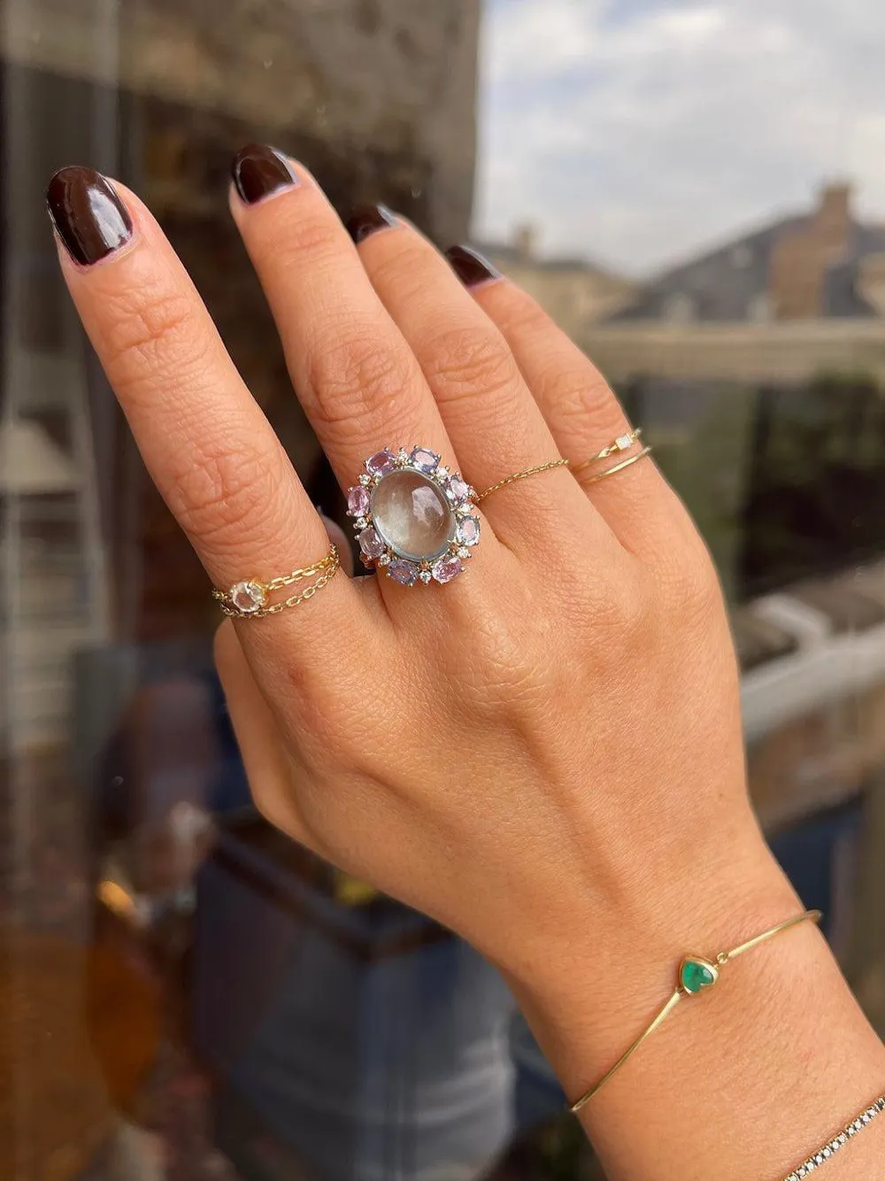 Yi Collection 18k White Gold Anastasia Multi-stone Ring In Purple