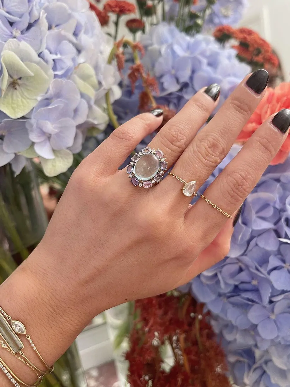 Yi Collection 18k White Gold Anastasia Multi-stone Ring In Purple