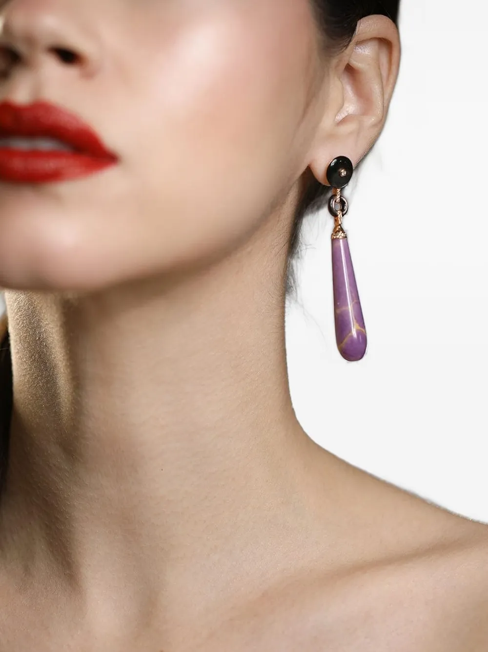 Wendy Yue Orecchini pendenti in oro rosa 18 carati con pietre