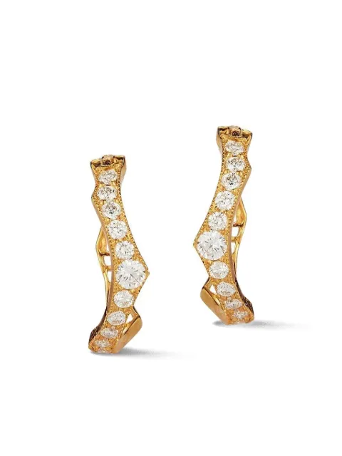 Parulina 18k yellow gold Briar diamond huggie earrings
