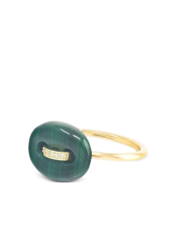 Jenna Blake 18kt Yellow Gold Mariner Malachite Ring